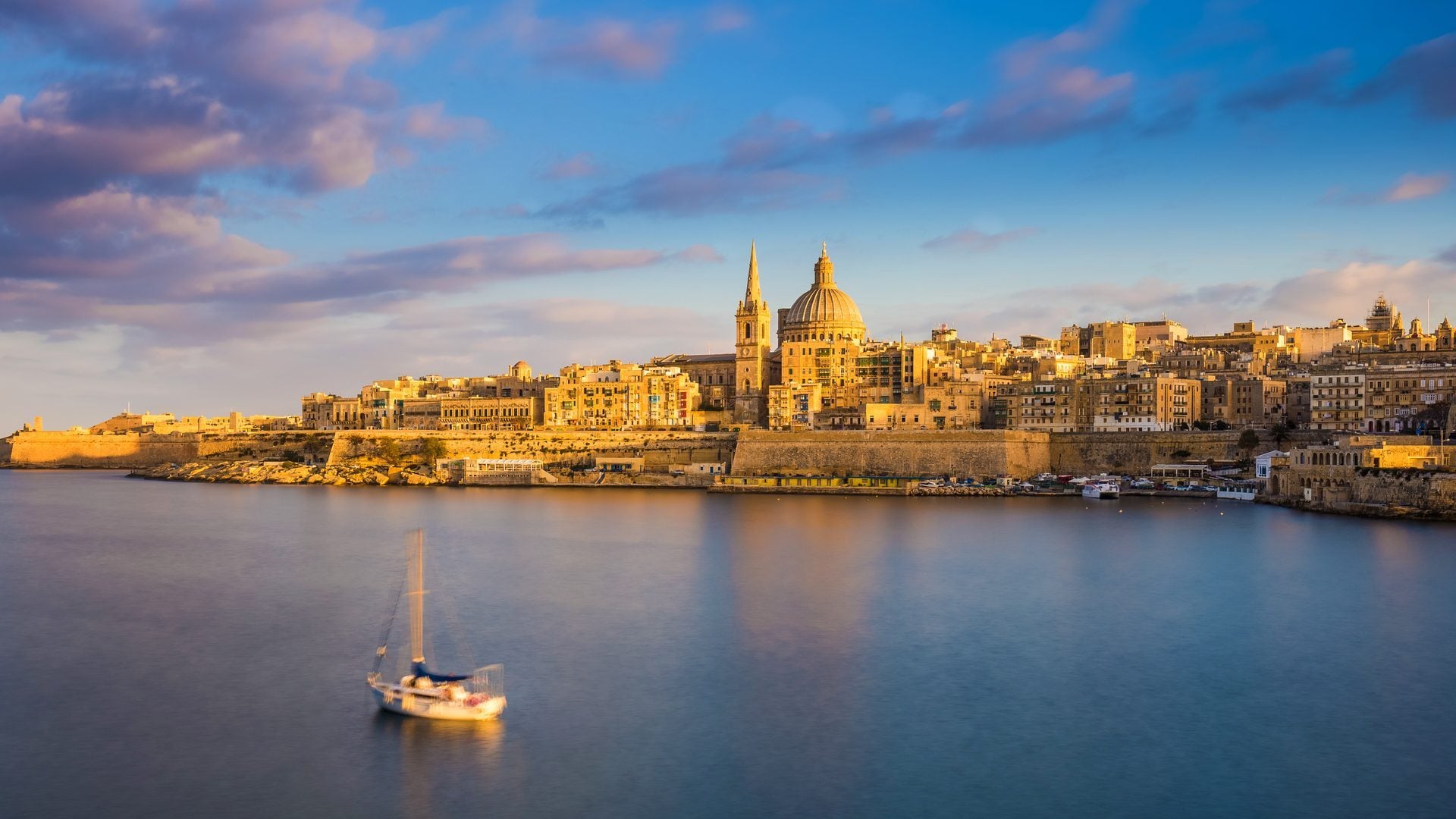 Malta Mediterranean coastline at golden hour
